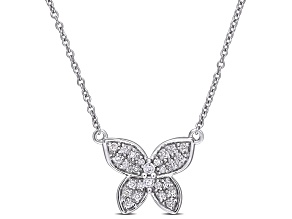 1/8 CT TDW Diamond Butterfly Pendant with Chain in 10K White Gold