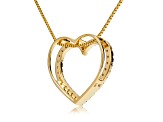 White Cubic Zirconia 14k Yellow Gold Heart Pendant With Chain 0.35ctw