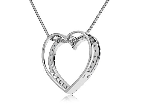 White Cubic Zirconia 14k Yellow Gold Heart Pendant With Chain 0.35ctw