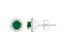 4mm Round Emerald 1/8 ctw Diamond Rhodium Over Sterling Silver Halo Stud Earrings