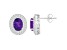8x6mm Oval Amethyst And White Topaz Accent Rhodium Over Sterling Silver Double Halo Stud Earrings
