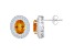 8x6mm Oval Citrine And White Topaz Accent Rhodium Over Sterling Silver Double Halo Stud Earrings