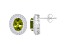 8x6mm Oval Peridot And White Topaz Accent Rhodium Over Sterling Silver Double Halo Stud Earrings