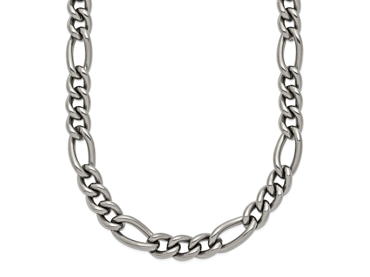 Titanium 7mm Solid Polished Figaro 22 Inch Chain - 1DR42B | JTV