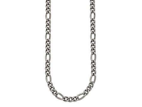 Titanium 7mm Solid Polished Figaro 22 Inch Chain - 1DR42B | JTV