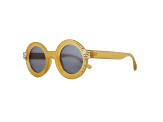 Brown Crystal Round Frame Sunglasses