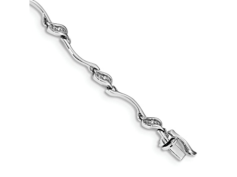 Rhodium Over 10k White Gold Diamond Link Bracelet