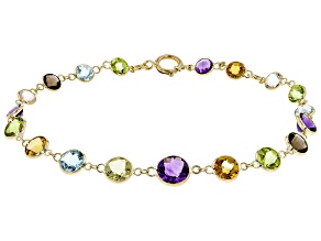 Multi-Gem 14k Yellow Gold Bracelet 7.50ctw