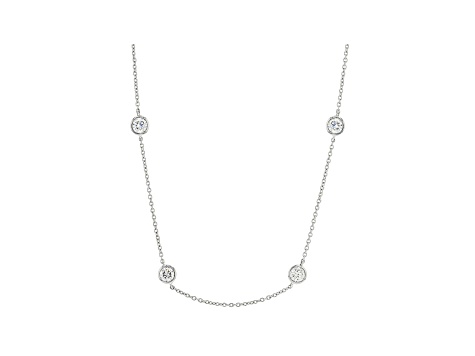 White Lab-Grown Diamond 14K White Gold Station Necklace 2.00ctw