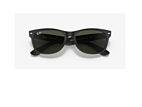 Ray-Ban New Wayfarer Black Rubber/G-15 Green 52 mm Sunglasses RB2132 622 52 -18