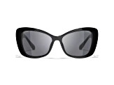Chanel Black Frame White PearL Logo Accent/Gray Lens Sunglasses
