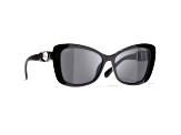 Chanel Black Frame White PearL Logo Accent/Gray Lens Sunglasses
