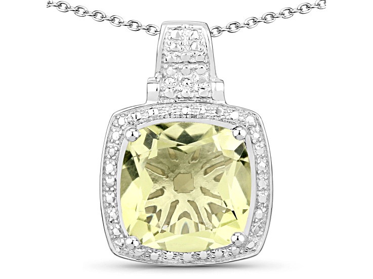 Genuine Lemon Quartz Cushion Cut 925 Sterling Silver Bold Pendant Necklace For Women
