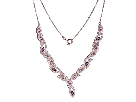 Purple Amethyst 18k Rose Gold Over Sterling Silver Necklace 4.91ctw
