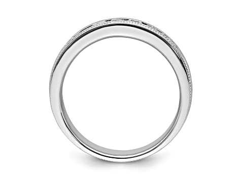 Rhodium Over 14K White Gold Lab Grown Diamond SI1/SI2, G H I, Polish and Satin Men's Ring