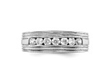 Rhodium Over 14K White Gold Lab Grown Diamond SI1/SI2, G H I, Polish and Satin Men's Ring