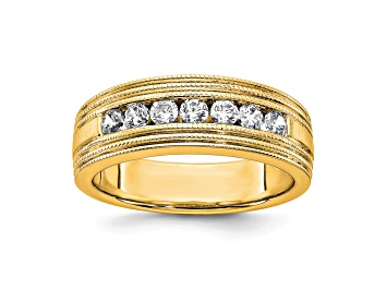Picture of 14K Yellow Gold Lab Grown Diamond SI1/SI2, G H I, Polish and Satin Men's Ring