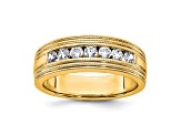 14K Yellow Gold Lab Grown Diamond SI1/SI2, G H I, Polish and Satin Men's Ring