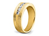 14K Yellow Gold Lab Grown Diamond SI1/SI2, G H I, Polish and Satin Men's Ring