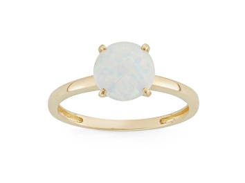 Picture of Round Lab Created Opal 10K Yellow Gold Ring 1.15ctw