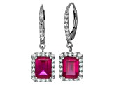 Lab Created Ruby Sterling Silver Dangle Earrings 4.58ctw