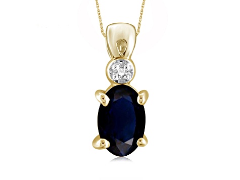 Black Sapphire 14K Gold Over Silver Pendant with Chain 0.56ctw