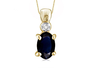 Black Sapphire 14K Gold Over Silver Pendant with Chain 0.56ctw