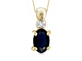 Black Sapphire 14K Gold Over Silver Pendant with Chain 0.56ctw