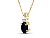 Black Sapphire 14K Gold Over Silver Pendant with Chain 0.56ctw