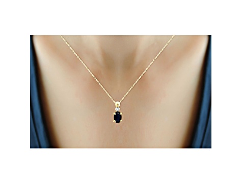 Black Sapphire 14K Gold Over Silver Pendant with Chain 0.56ctw