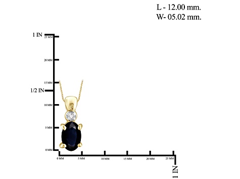 Black Sapphire 14K Gold Over Silver Pendant with Chain 0.56ctw