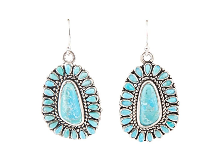 Barse Jewelry Sedona Blue Turquoise Silver Drop Earrings
