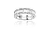 Round and Baguette White Topaz Sterling Silver Eternity Band Ring, 2.60ctw