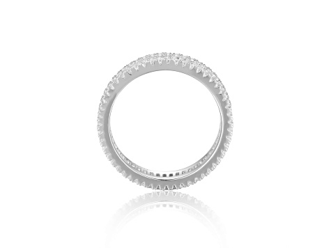 Round and Baguette White Topaz Sterling Silver Eternity Band Ring, 2.60ctw