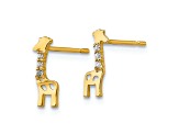 14K Yellow Gold Cubic Zirconia Giraffe Post Earrings