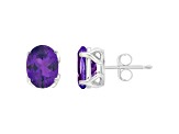 8x6mm Oval Amethyst Rhodium Over Sterling Silver Stud Earrings