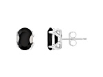 8x6mm Oval Black Onyx Rhodium Over Sterling Silver Stud Earrings