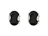 8x6mm Oval Black Onyx Rhodium Over Sterling Silver Stud Earrings