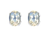 8x6mm Oval Moonstone Rhodium Over Sterling Silver Stud Earrings