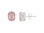 8x6mm Oval Rose Quartz Rhodium Over Sterling Silver Stud Earrings