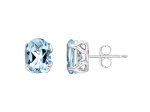 8x6mm Oval Sky Blue Topaz Rhodium Over Sterling Silver Stud Earrings