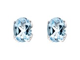 8x6mm Oval Sky Blue Topaz Rhodium Over Sterling Silver Stud Earrings