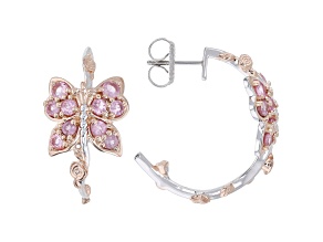 Pink Spinel Rhodium & 18K Rose Gold Over Palladium Sterling Silver Earrings 2.81ctw