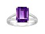 10x8mm Emerald Cut Amethyst Rhodium Over Sterling Silver Ring