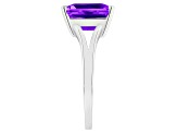 10x8mm Emerald Cut Amethyst Rhodium Over Sterling Silver Ring