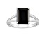 10x8mm Emerald Cut Black Onyx Rhodium Over Sterling Silver Ring