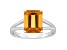 10x8mm Emerald Cut Citrine Rhodium Over Sterling Silver Ring