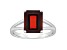 10x8mm Emerald Cut Garnet Rhodium Over Sterling Silver Ring