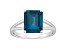 10x8mm Emerald Cut London Blue Topaz Rhodium Over Sterling Silver Ring