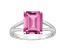 10x8mm Emerald Cut Pink Topaz Rhodium Over Sterling Silver Ring